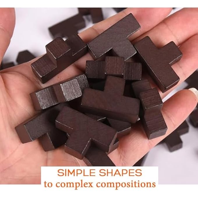 3D WOODEN BRAIN TEASER PUZZLE, 3D PUZZLE BOX WITH T-SHAPE PIECES, BRAIN BOOSTING GAMES FOR CHILDREN TEENAGERS AND ADULT PUZZLE ENTHUSIASTS - Image 4